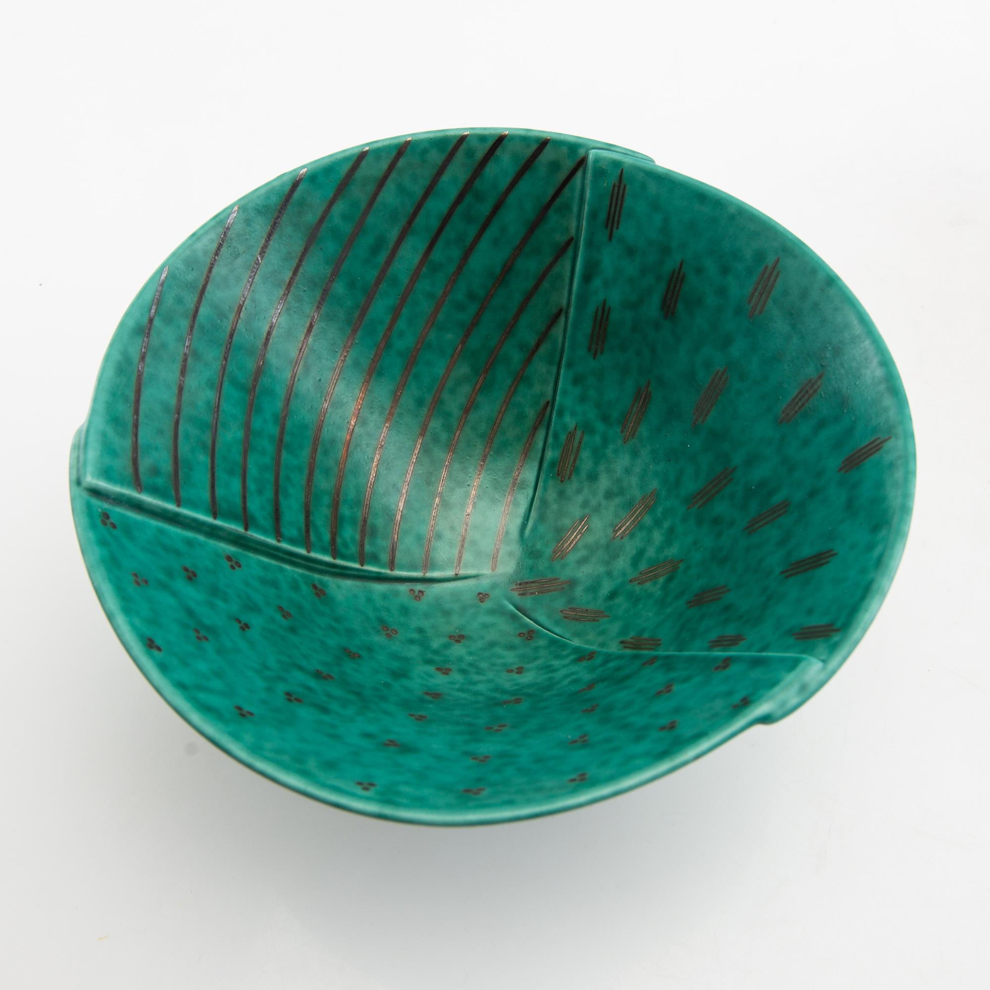 Wilhelm Kåge, bowl and vase with handle, "Argenta", Gustavsberg, 1948-1949.
