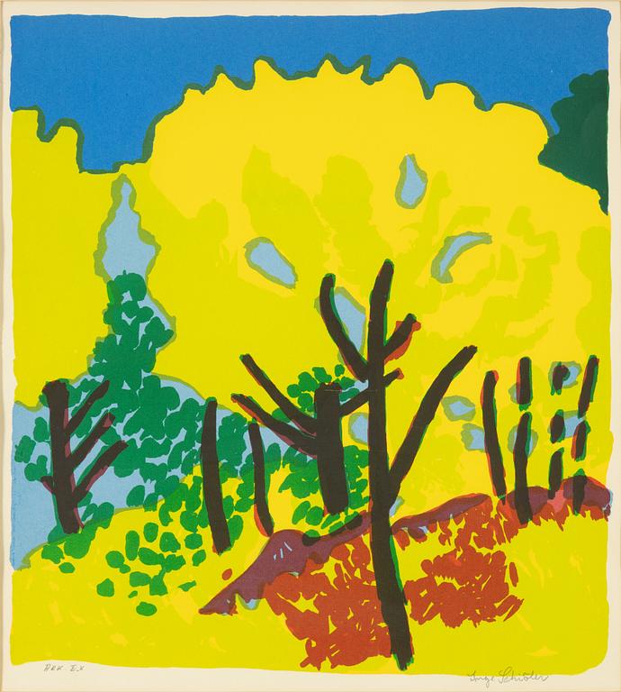 Inge Schiöler, screenprint in color, signed archive example.