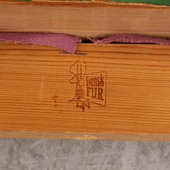 Carl Malmsten, dining table and four chairs, including Svensk Fur, second half of the 20th century.