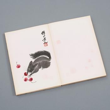 BOK med TRÄSNITT, "Qi Baishi hua ji", utgiven av Rong Bao Zhai xin ji, 1952, illustrerad med 22 färgträsnitt.