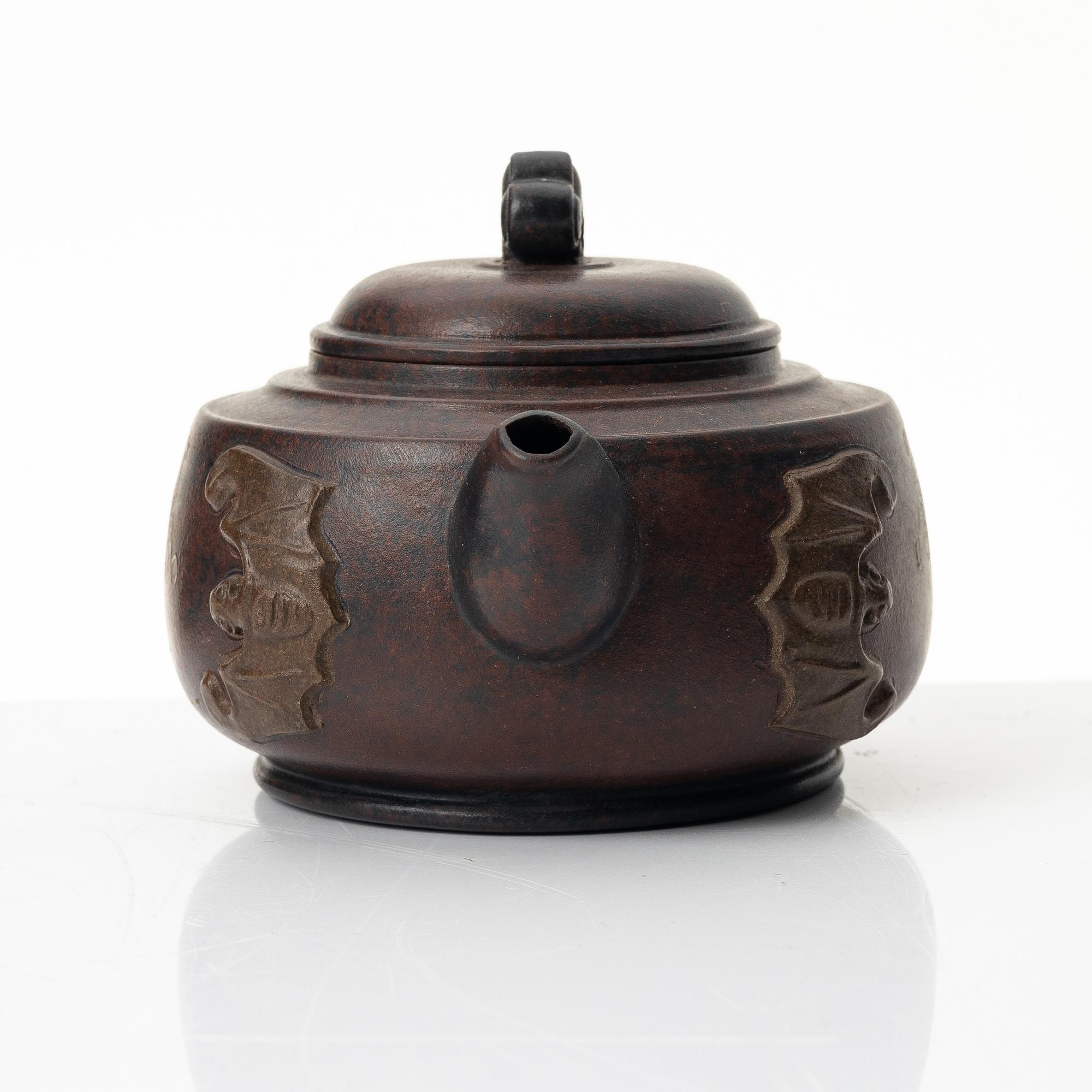 A 'bat' yixing teapot, China 1980s.