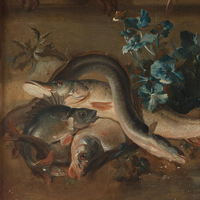 Johan Pasch Hans krets, "Stilleben med spaniel som jagar änder" ("Vattnet").