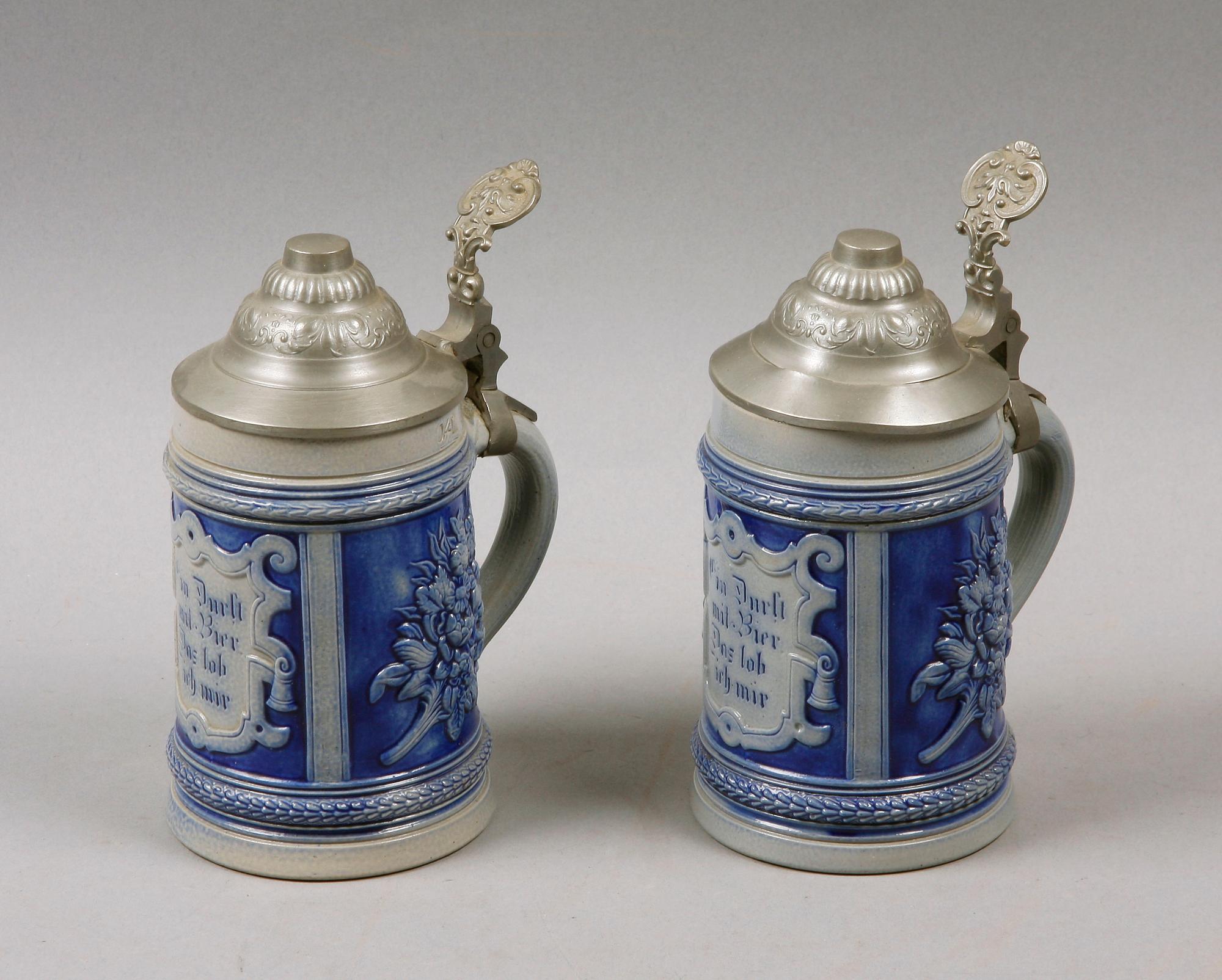 STOP, ett par, stengods, tenn, Tyskland, omkring 1900.