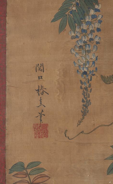 A painting of a flowering garden, Qing dynasty, presumably 19th century.