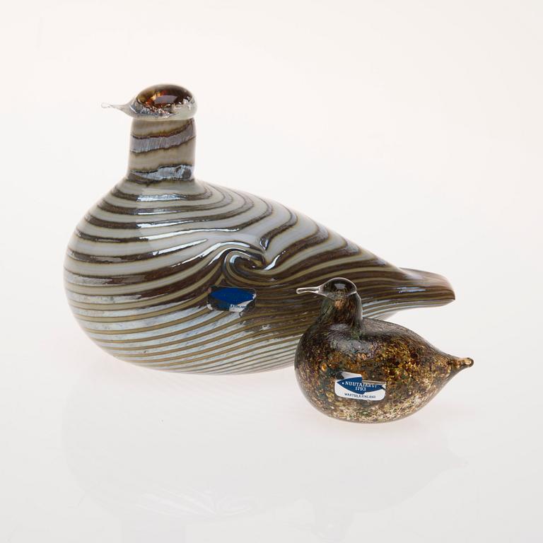 FIGURIN, 2 ST, glas, signerad Oiva Toikka, Nuutajärvi Notsjö samt OT Nuutajärvi.