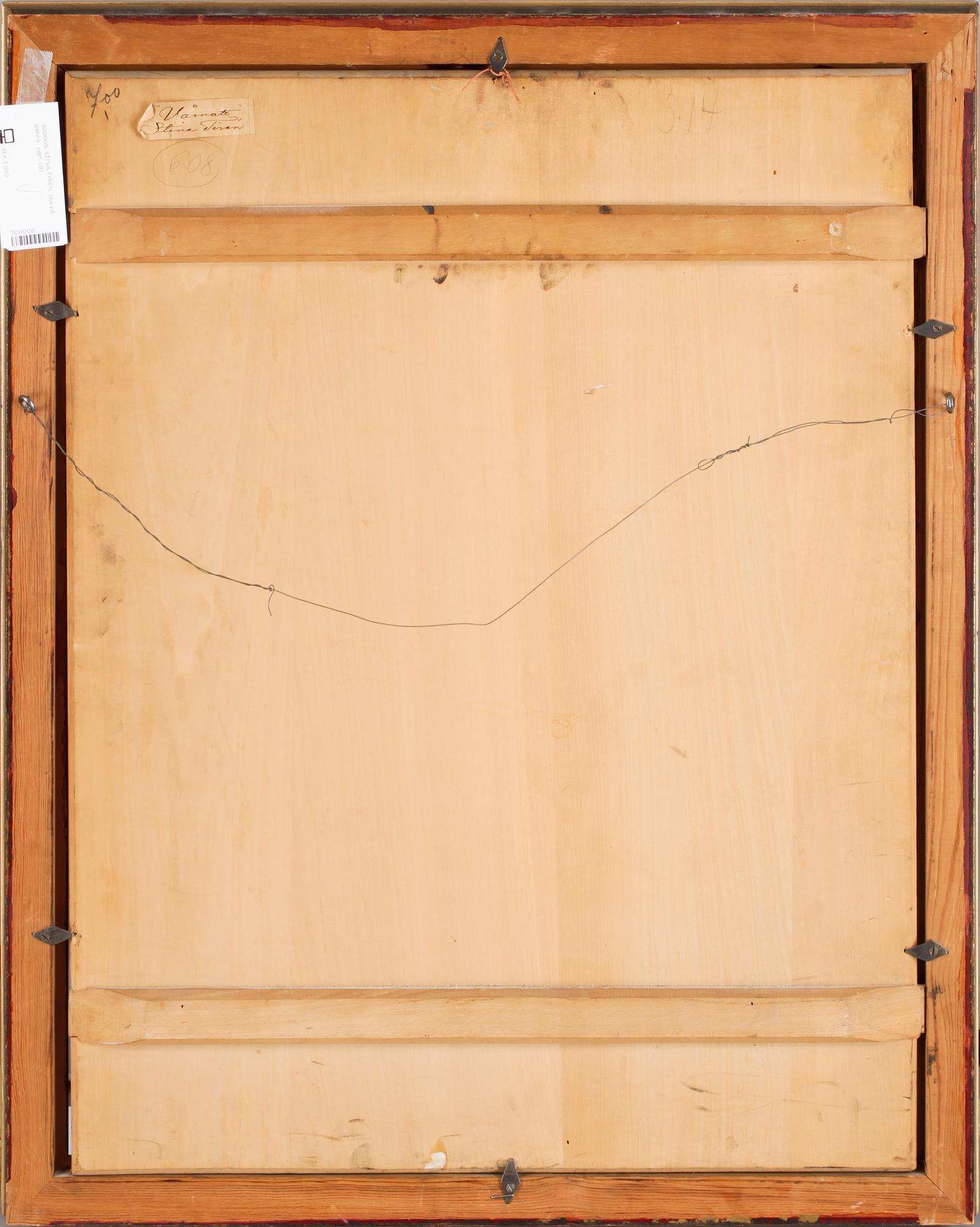 STINA TIRÉN, olja på pannå, sign.