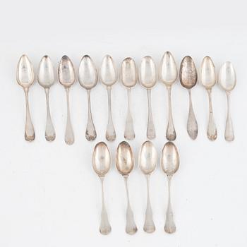 Fifteen Swedish Silver Tablespoons, 18th-19th Century.