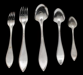 BESTICK, 28 delar, silver, Silvervarufabriken, J Grönroos, Kristianstad, 1933. Totalvikt 1461 g.