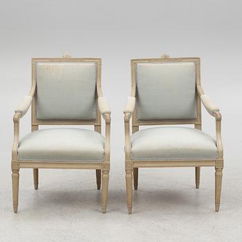 Armchairs, a pair, Gustavian style, 19th century.