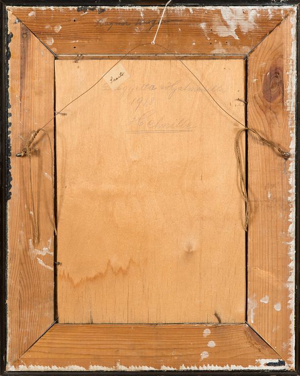 Ragnar Ungern, olja på träpannå, signerad och daterad 1918.