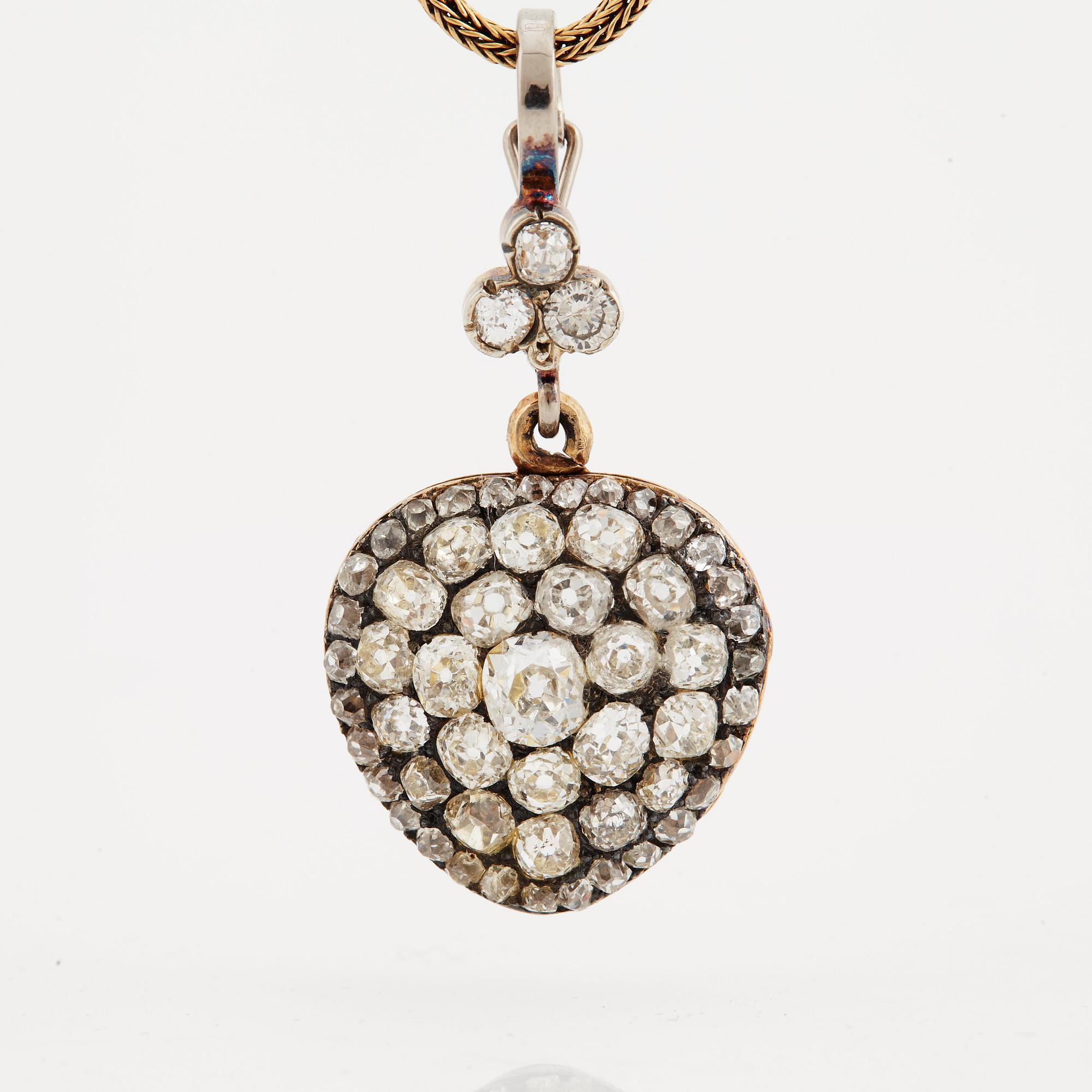A old cut diamond pendant. Late 19th century.