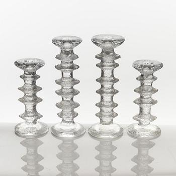 Timo Sarpaneva, four 'Festivo' glass candle holders, Finland.