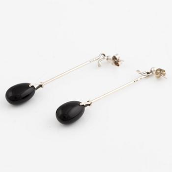 Vivianna Torun Bülow-Hübe, Earrings, Georg Jensen, silver with black stone.