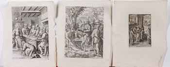 KOPPARSTICK ,33 st, bla efter J. Bourdon, 1700-1800-tal.