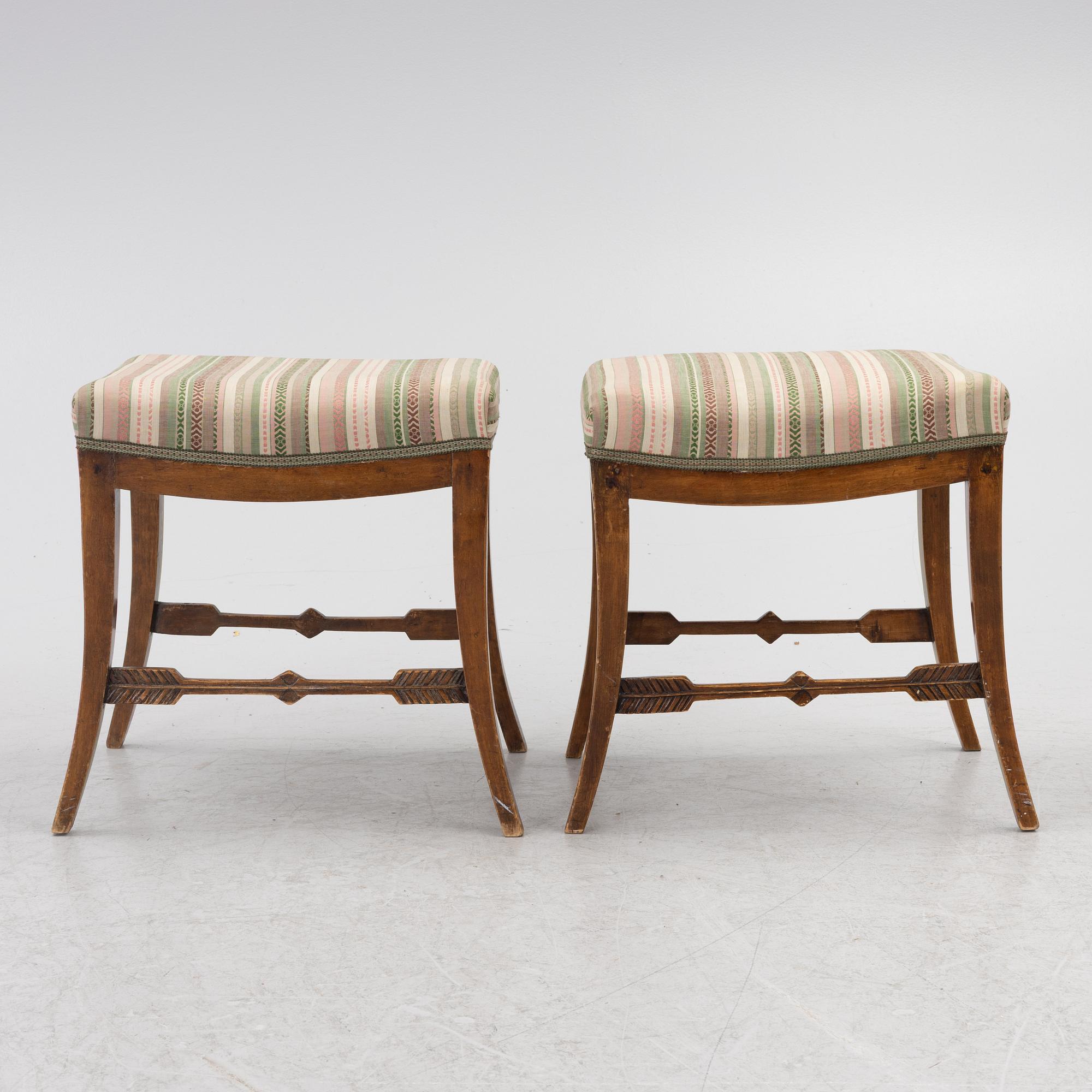 Stools, a pair, Empire, first half of the 19th century.