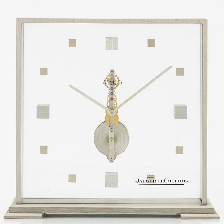 Jaeger-LeCoultre, "Double Signed Wako", table clock, 15 x 15.5 x 3 (4.5) cm.