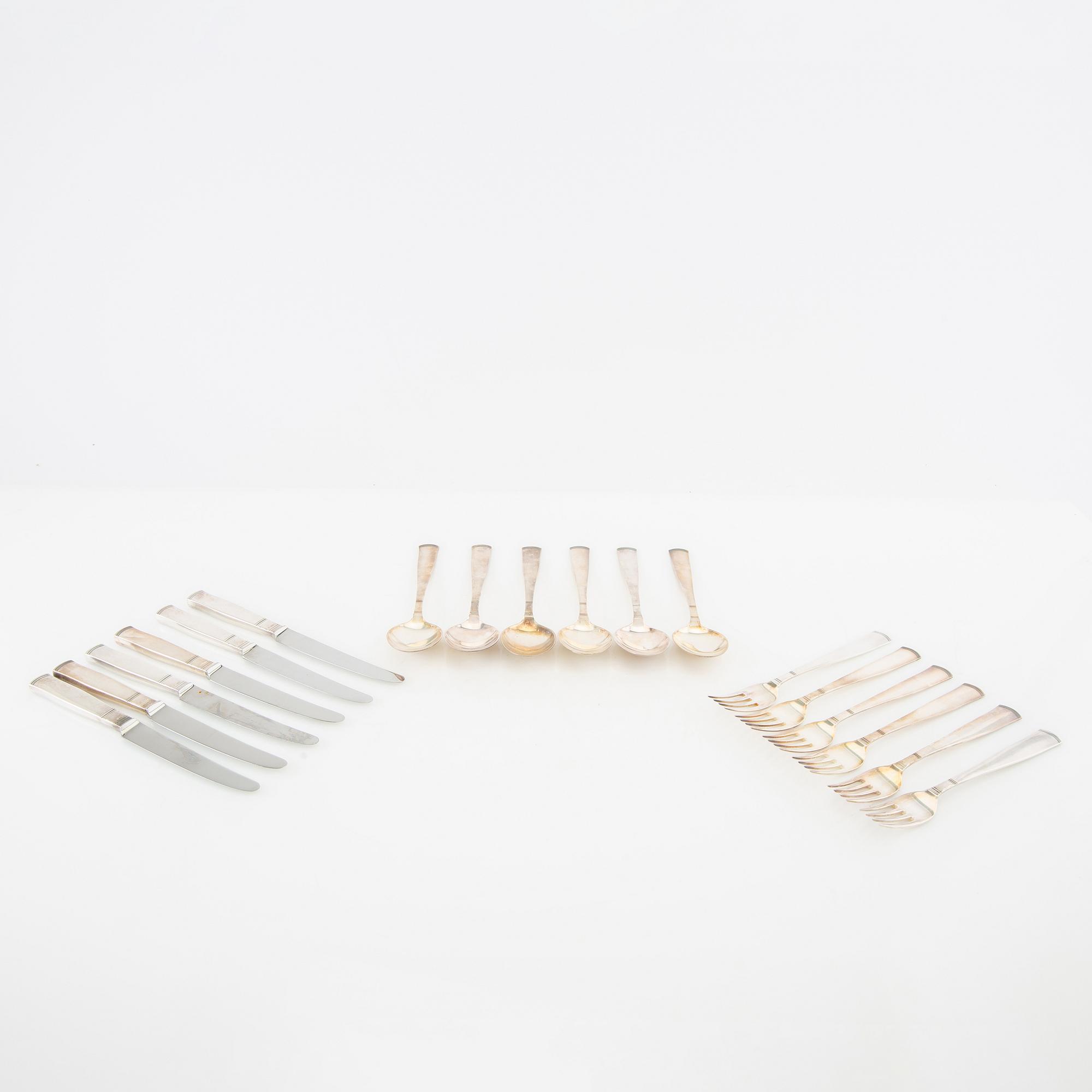 Jacob Ängman, bestick 18 dlr "Rosenholm" silver, GAB Stockholm 1959-1965.