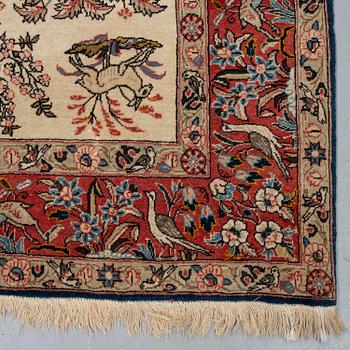 A RUG, an old Qum, figural, Iranian, ca 211-213,5 x 143,5-148 cm.