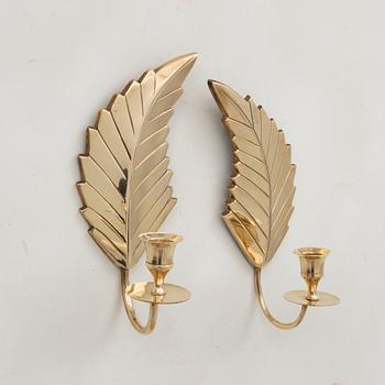 Wall sconces a pair mid-20th century brass.
