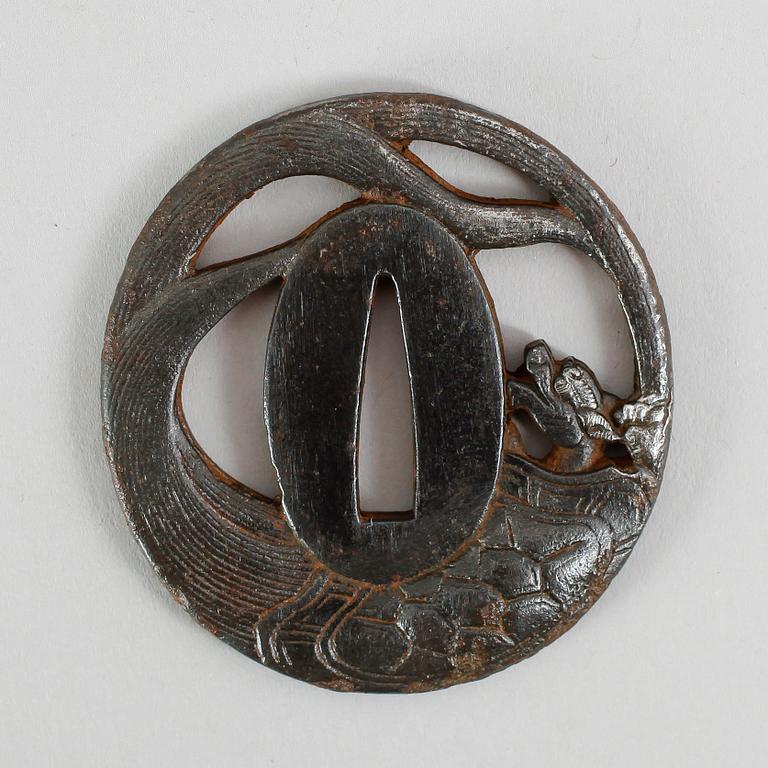 TSUBA, järn, Japan, 1800-tal.