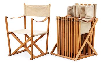 A set of six folding chairs with stand by Mogens Koch, Interna, Denmark.