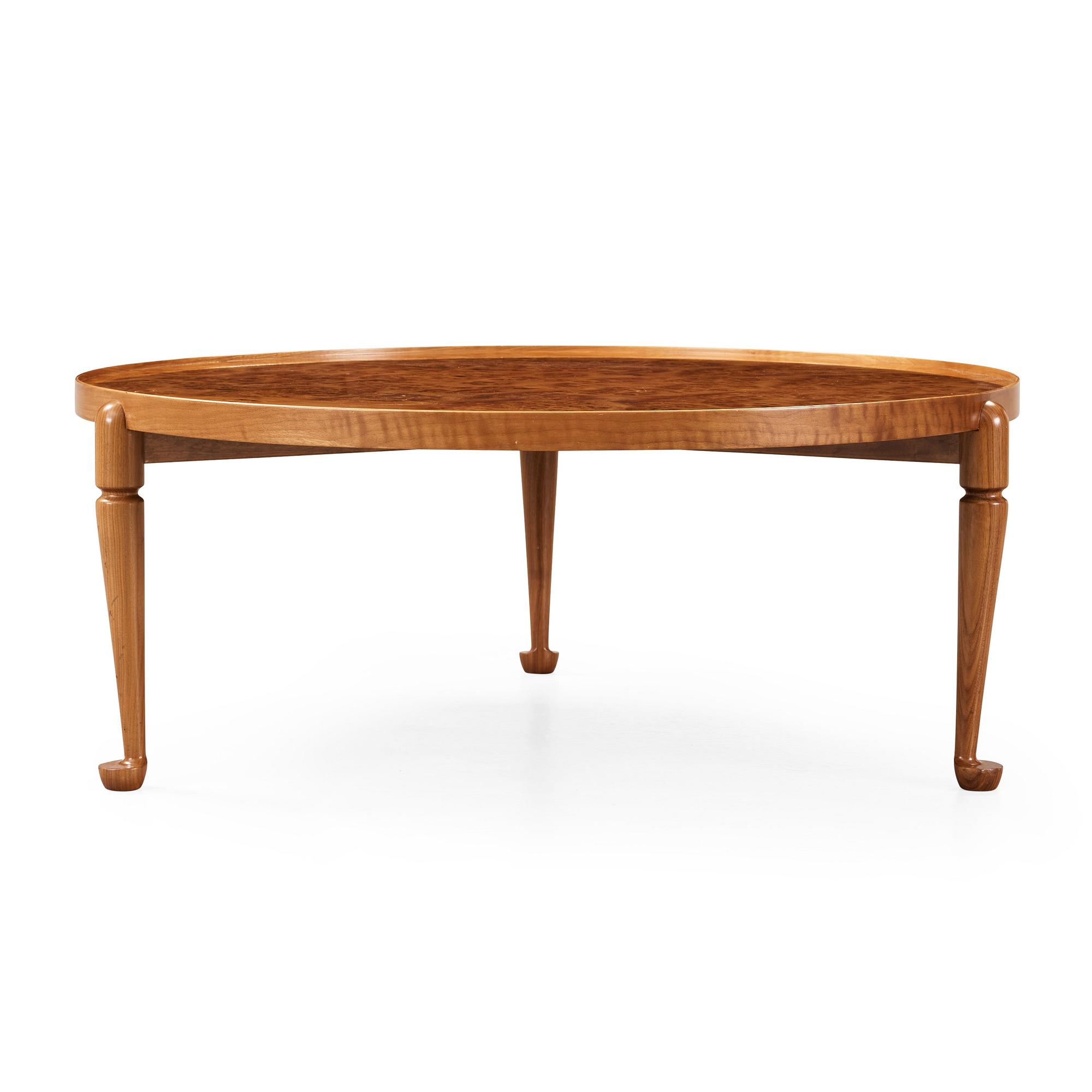 Josef Frank, a burrwood and walnut sofa table, Svenskt Tenn, model 2139, post 1985.