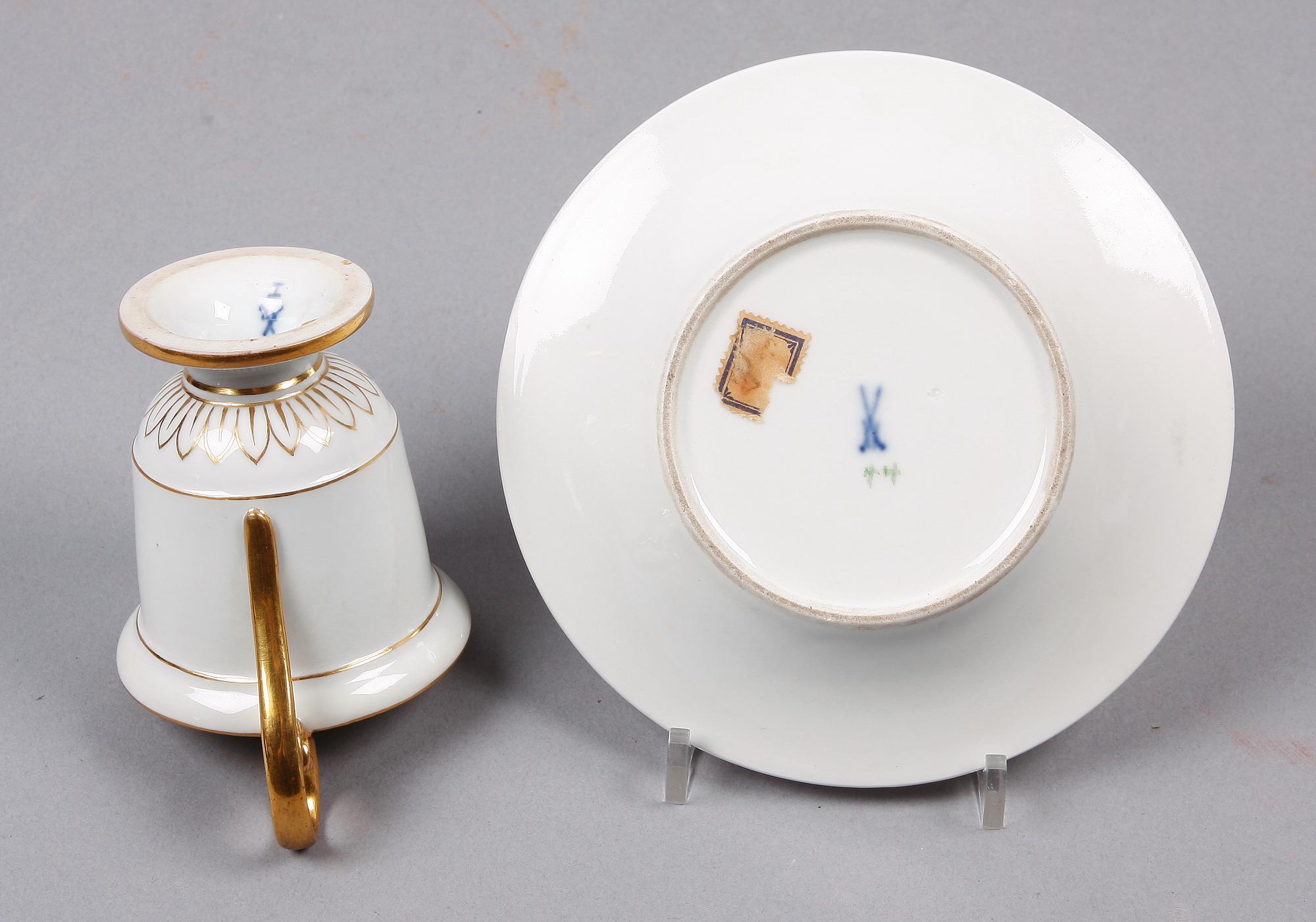 KOPPAR med FAT, 3 st, Meissen, 1800-tal.