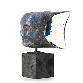 105. Bertil Vallien, 'Janus' a unique sand cast glass sculpture, Kosta Boda, Sweden.