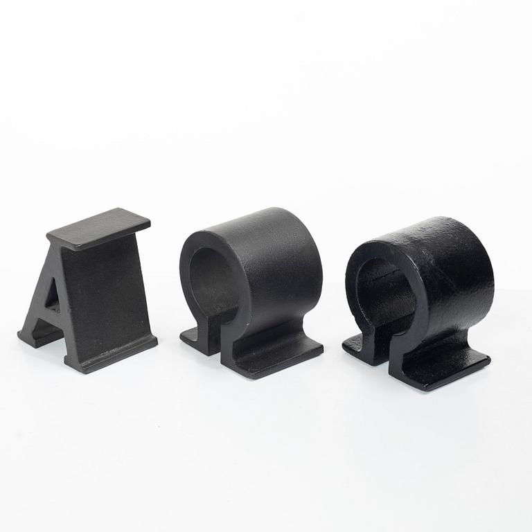 Josef Frank, Bookends, 3 pieces, "Alfa Omega", Firma Svenskt Tenn.