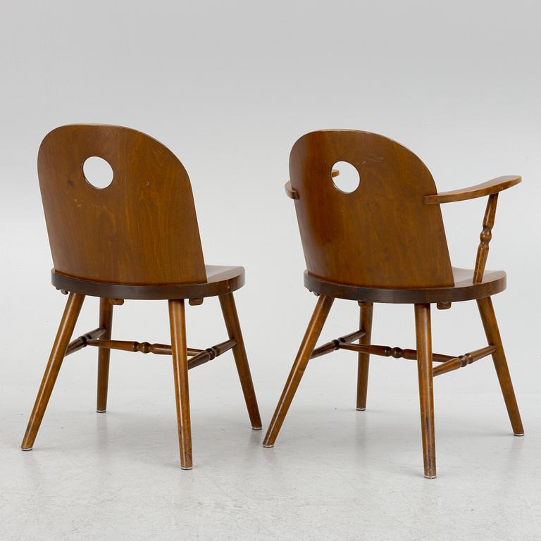 Uno Åhrén, four chairs and a pair of armchairs, model "203"/"Stockholm", Gemla, Diö, Sweden, 1930's.