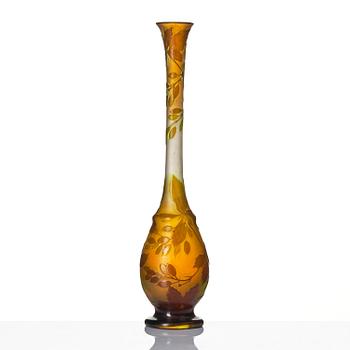 Emile Gallé, a set of two Art Nouveau cameo glass vases, Nancy, France.