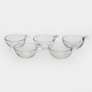 Gunnel Nyman, dessertskålar, 5 st, modell "GN 29", Nuutajärvi Notsjö 1949 - 1951.