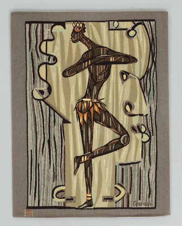 TAPESTRY. Signed PF GYNNING (Pinton Frères, Lars Gynning). Aubusson around 1950.