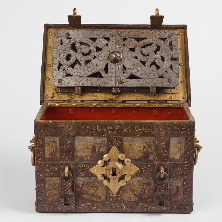 A Baroque German presumably Nuremberg iron 'Armada' chest, later part of the 17th century.