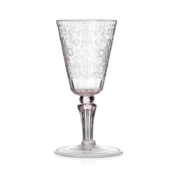 A large engraved and cut glass goblet, 18th Century.