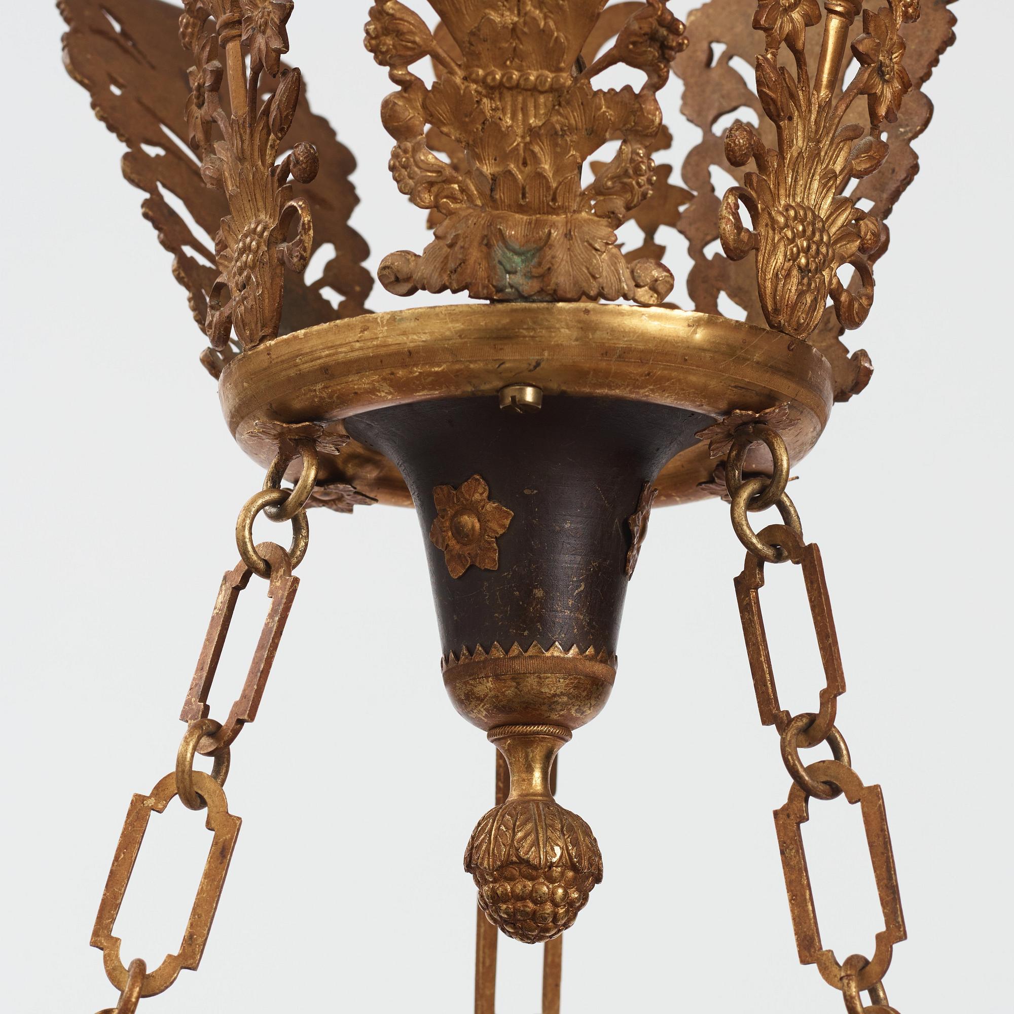 Ampel, för sex ljus, Sverige, 1800-talets första hälft, Empire.