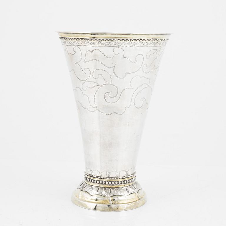 A Swedish parcel-gilt silver beaker, mark of Erik Lemon, Uppsala 1795.