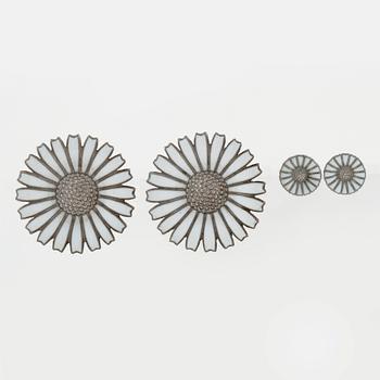 Two pair of "Daisy" earrings by Georg Jensen.