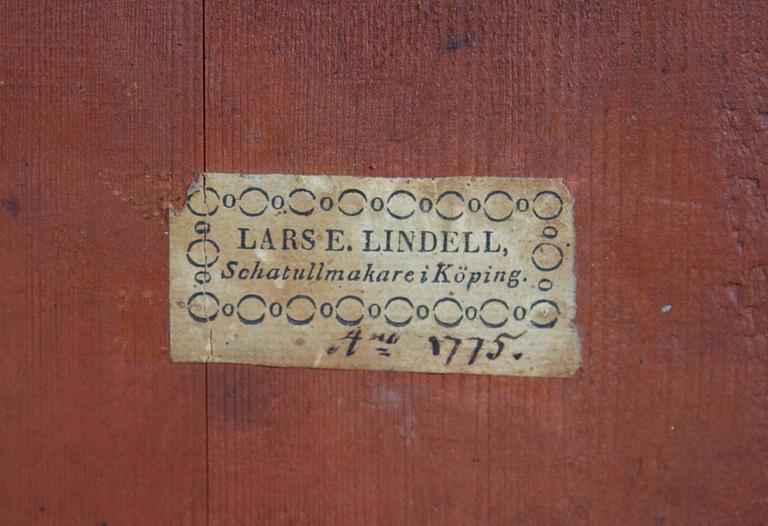 FÄLLBORD, Lars E Lindell, etikettsign, 1775.