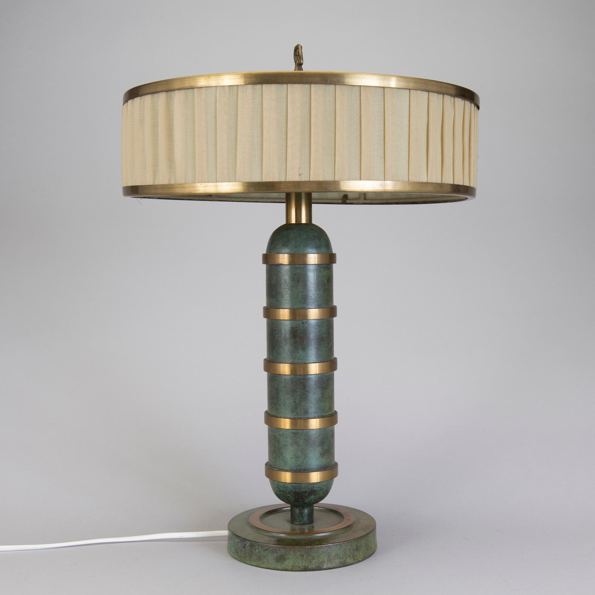 BORDSLAMPA, mässing, Sverige, 1920-tal.