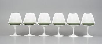 Eero Saarinen, a circular marble top table and six chairs, 'Tulip', Knoll International, probably 1960s.