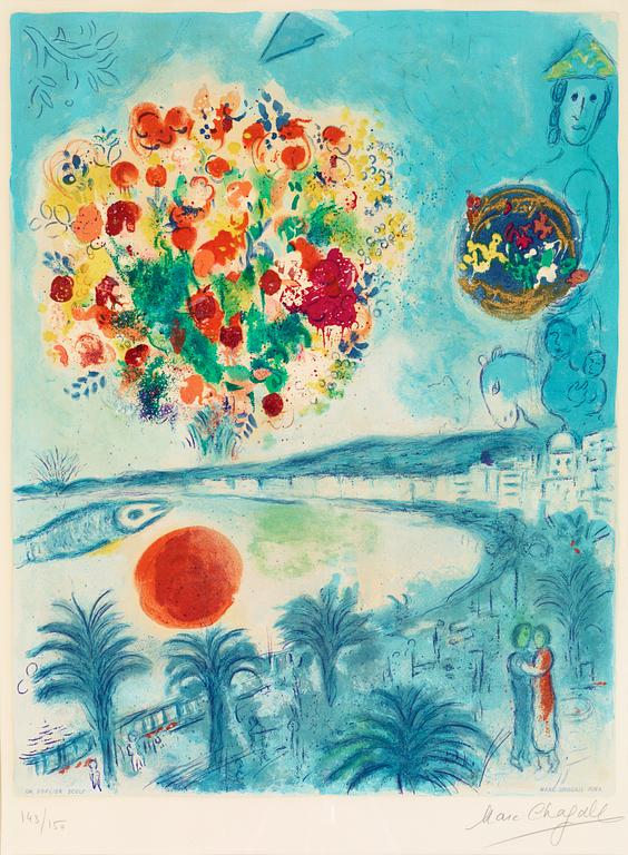Marc Chagall (After), "Soleil Couchant", from: "Nice et la Côte d'Azur".