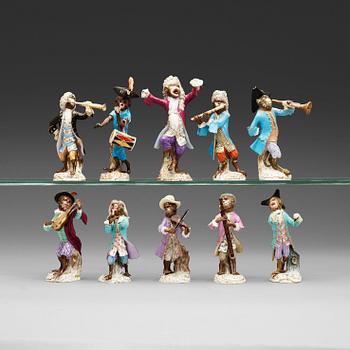 1540. A monkey orchestra, "Affenkapelle", Meissen, late 19th Century.