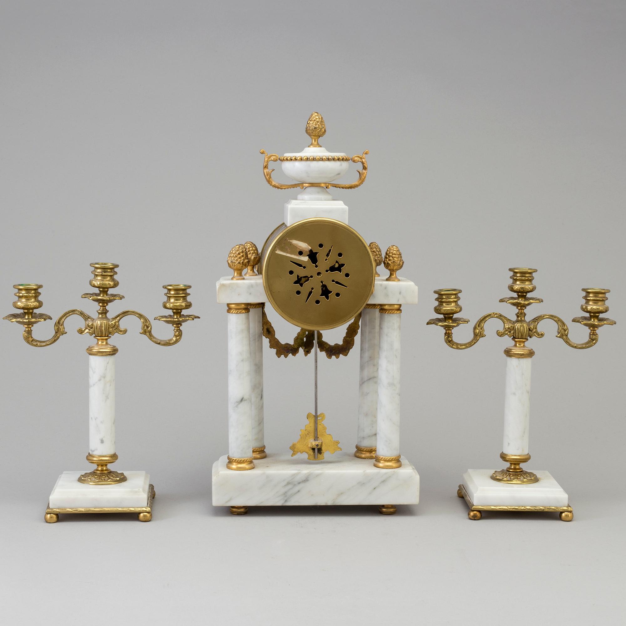 MANTLE PIECE, three parts, Louis XVI-style, France, 20th century.