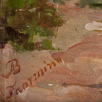 AGNES BÖRJESSON, olja på pannå. Monogramsign.