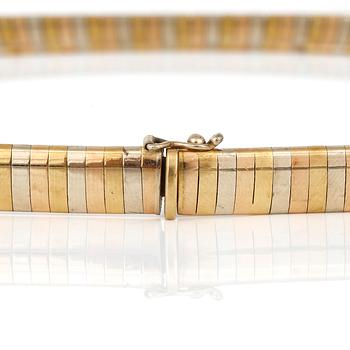 COLLIER, trefärgade 18K guld, Italien. Total vikt ca 56 g.