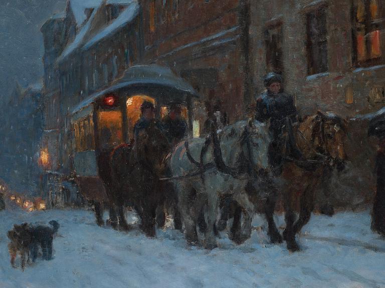 Wilhelm Smith, Winter scene from the streets of Stockholm.