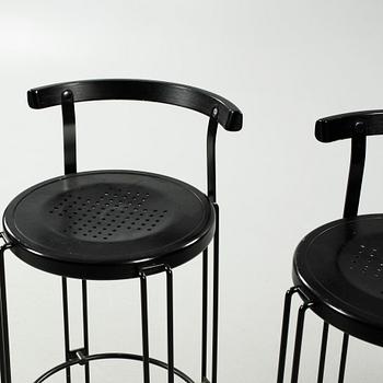 Four "B4-82" bar stools from the Oblado series, designed by Börje Lindau for Blå Station, late 20th century.