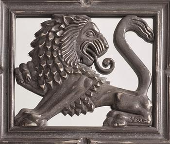 Uno Åhrén & Anna Petrus, a pewter mirror,  Svenskt Tenn, Stockholm, model 516, designed in 1927.