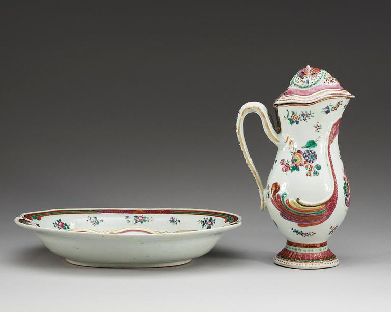 A famille rose ewer and basin, Qing dynasty, Qianlong (1736-95).